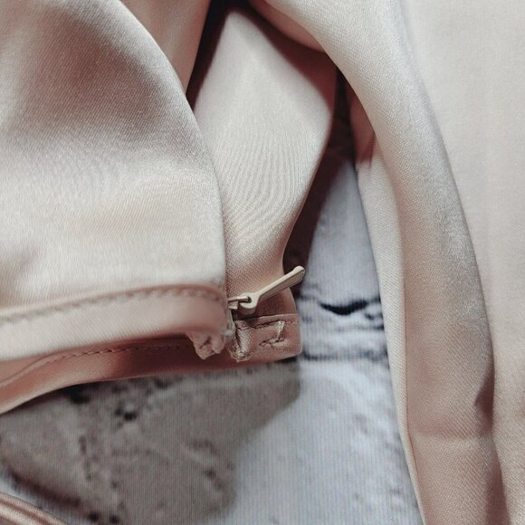 Asos Design Blush Pink Puff Shoulder Satin Wrap Waist Crop Top Size US 6 - Picture 7 of 13